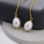 Genuine Fresh Water Pearl U Shape Threader Earrings, thumbnail 9 of 11