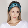 Tie And Dye Blue And Grey Mulberry Silk Headband, thumbnail 4 of 5