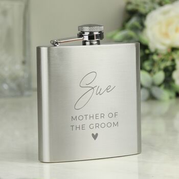 Personalised Wedding Party Engraved Stainless Steel Hip Flask, 4 of 5