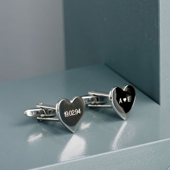 Personalised Silver Plated Heart Cufflinks, 2 of 5