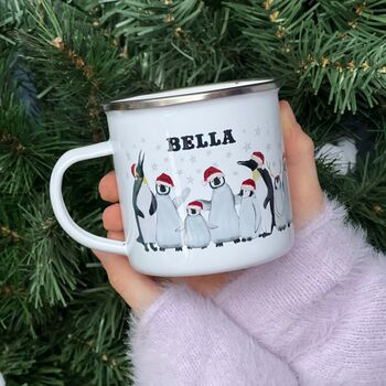 Christmas Penguin Enamel Mug, 5 of 5