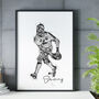 Personalised Rugby Player Print Poster, thumbnail 2 of 4