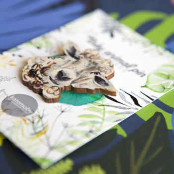 Inky Sheep Eco Wooden Pin Brooch, 2 of 6