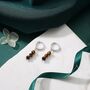 Sterling Silver Genuine Tiger's Eye Stone Trio Huggie Hoop Earrings, thumbnail 2 of 10