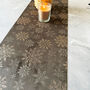 Velvet Christmas Table Runner With Copper Snowflakes Chocolate Brown 3m, thumbnail 2 of 3