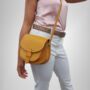 Crossbody Canary Yellow Loop Closure Leather Saddle Bag Maya, thumbnail 3 of 6