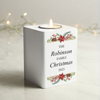 Personalised Christmas Wooden Tealight Holder, 2 of 3
