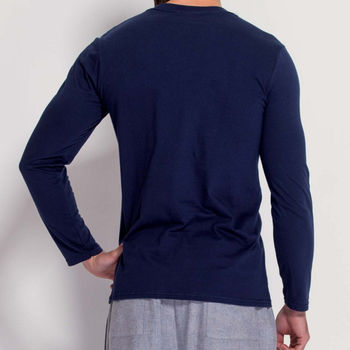 Men's Long Sleeved T Shirt In Navy, 3 of 3