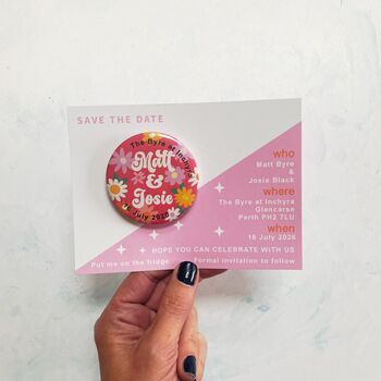 Colourful, Fun, Floral Alternative Wedding Save The Date Magnet, 3 of 3
