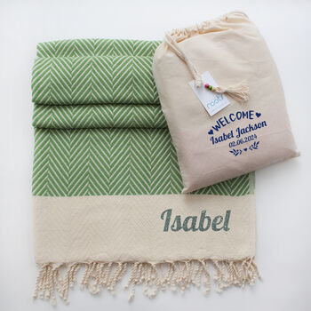 Personalised Soft Cotton Throw, Handwoven Gift, 9 of 12