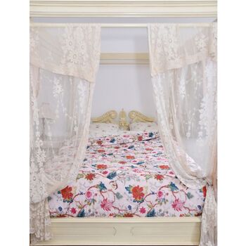 Pink Exotic Flower Cotton Indian Bed Quilt, 2 of 8