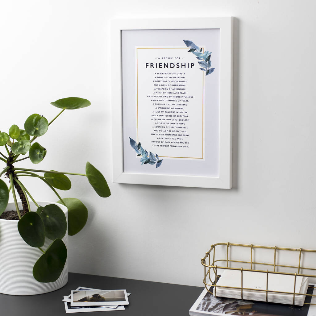 Friendship Recipe Poem Print By Bespoke Verse | notonthehighstreet.com