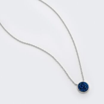 Blue Druzy Crystal Round 925 Sterling Silver Necklace, 3 of 5