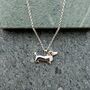 Silver Love Dachshund Dog Necklace, thumbnail 6 of 7