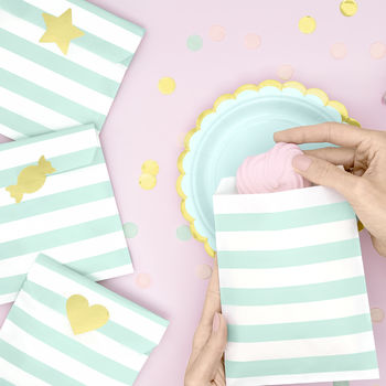 Pastel Striped Treat Bags And Gold Foil Stickers, 7 of 7