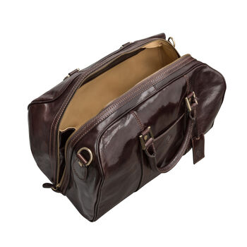Small Luxury Leather Holdall. 'The Flero Small', 8 of 12