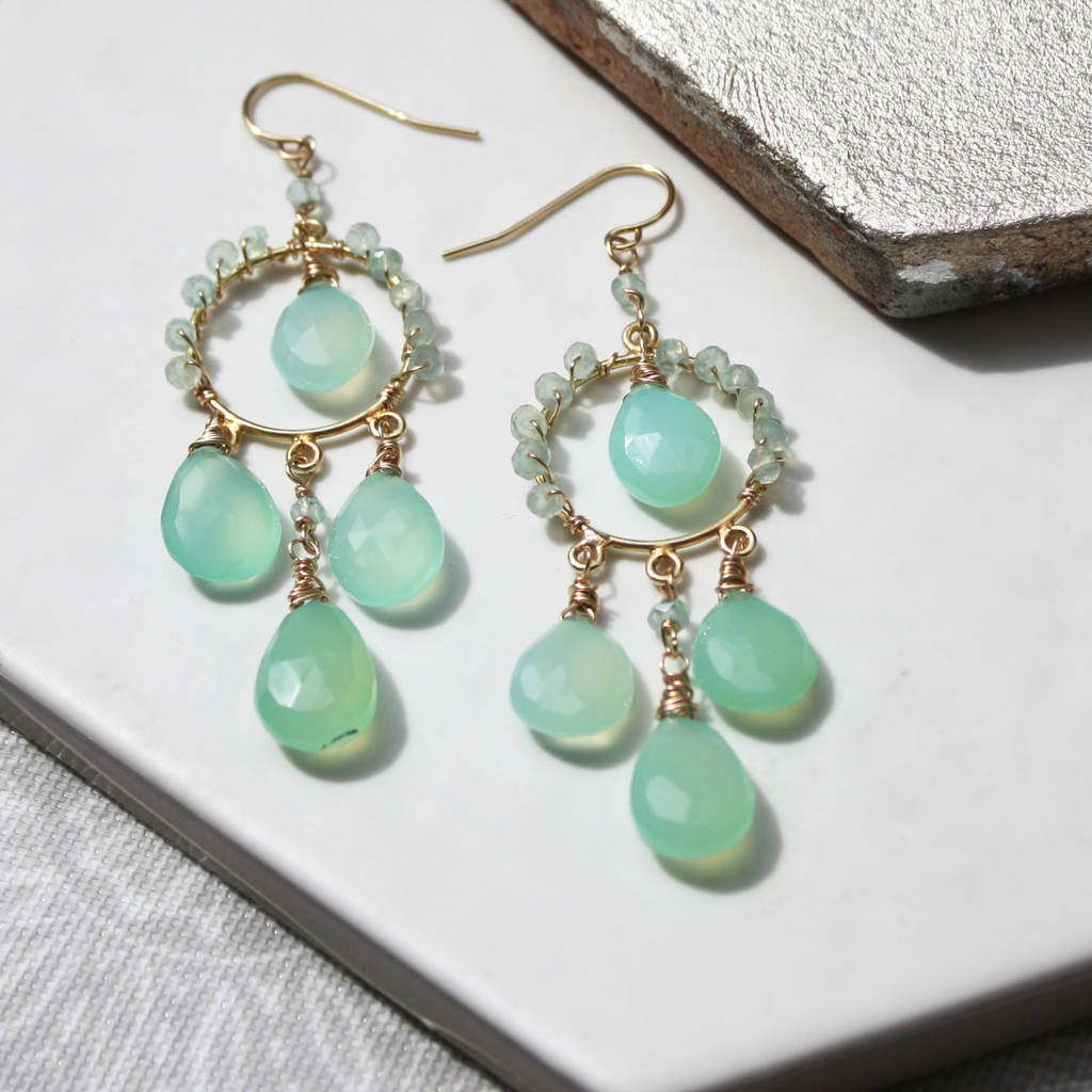 Aquamarine Chalcedonay Chandelier Earrings By Harry Rocks ...