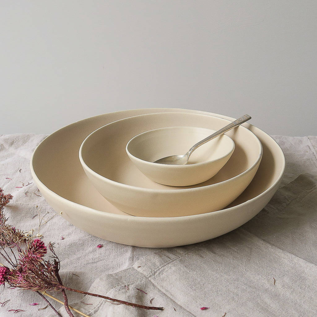 ceramic shallow nesting serving bowl set by barton croft
