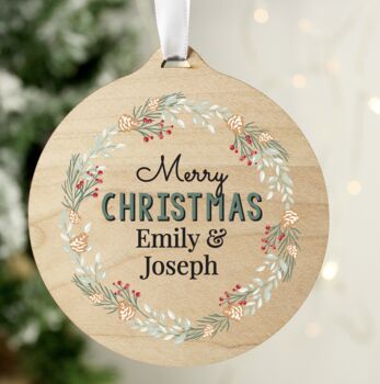 Personalised Wreath Wooden Decoration, 2 of 5