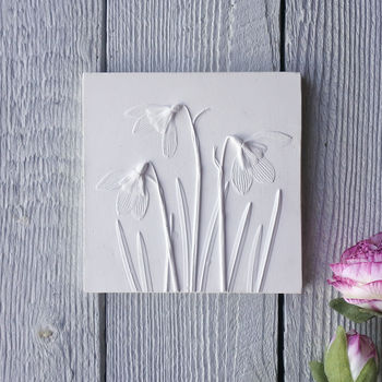 Snowdrops Plaster Cast Plaque Mounted On Wood, 2 of 12