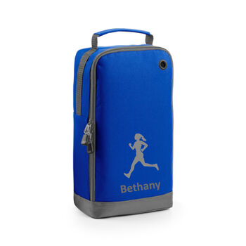 Running Shoe Bag Embroidered With Female Figure And Personalised Name, 5 of 10