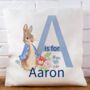 Personalised Peter Rabbit Letter Cushion, thumbnail 2 of 3