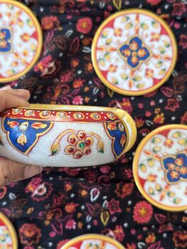 Marble Meenakari Coasters, Set Of Six With Case, 5 of 11