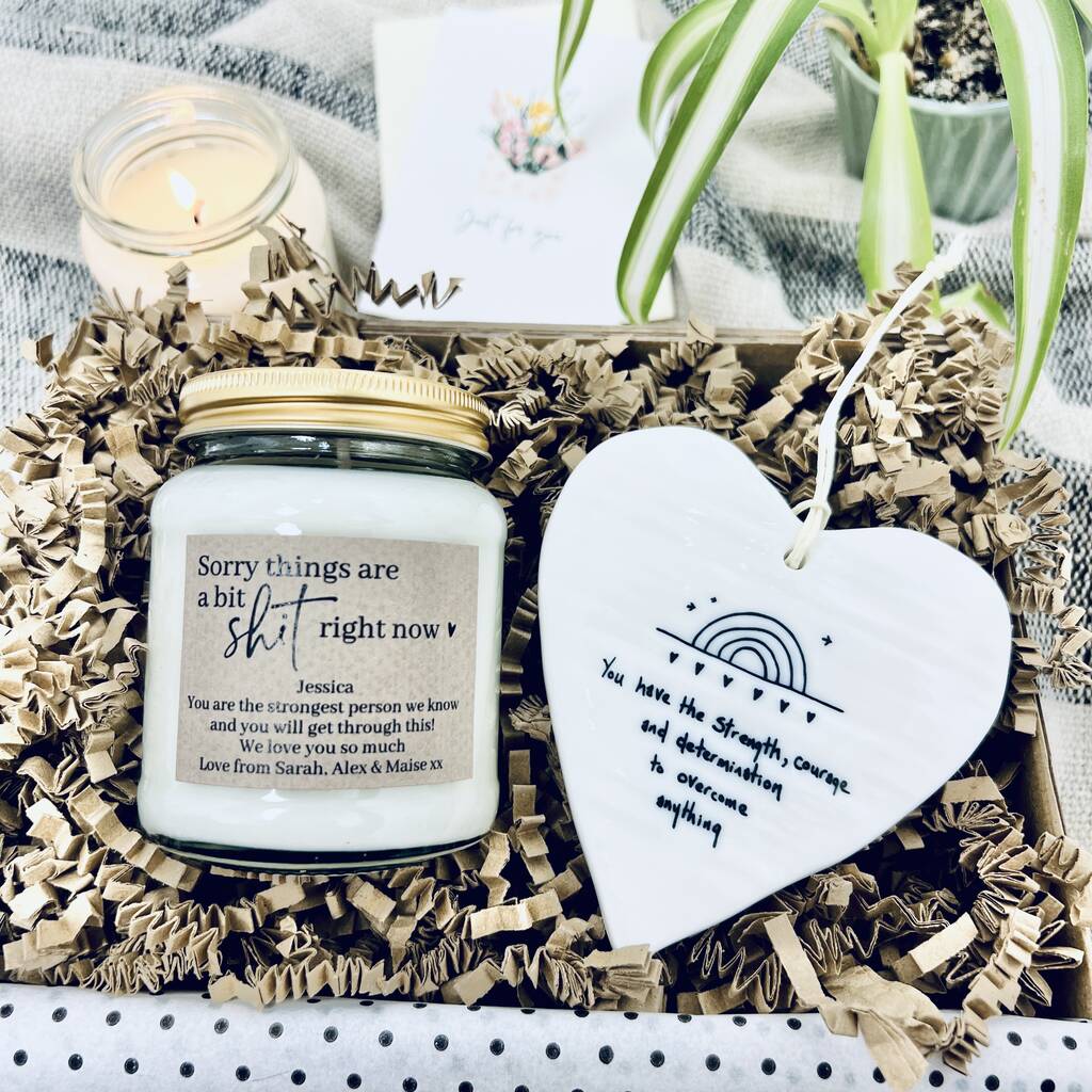 Sorry Things Are A Bit Shit, Candle And Heart Gift Set, 1 of 4