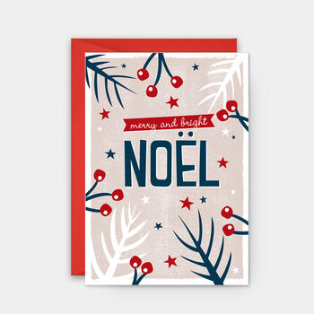 Christmas Card Noel. Single Card Or Pack Of Six, 3 of 3