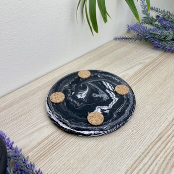 Black Marbled Round Trinket Tray Dish, 4 of 5