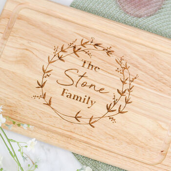 Personalised Wreath Chopping Board Gift For The Home, 2 of 3