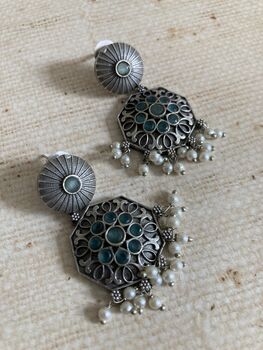 Blue Oxidised Dangle Earrings, 2 of 4