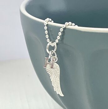 Personalised Sterling Silver Angel Wing Necklace, 2 of 3