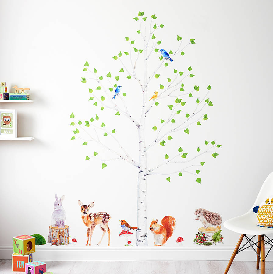 Woodland Nursery Wall Stickers, Animals And Tree Set By Chocovenyl |  