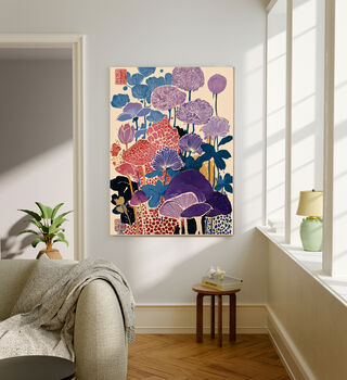 Japanese Botanical Mushroom Abstract Art Print, 2 of 4