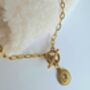 Detachable Heart Charm Necklace With T Bar Toggle 18 K Gold Textured Paperclip Chain, thumbnail 1 of 6