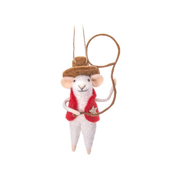 Personalised Cowboy Sheriff Mouse Felt Decoration, 2 of 4