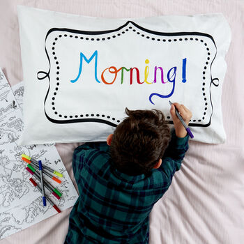 Doodle Pillowcase Kit + 10 Pens, Colour In And Design, 5 of 6
