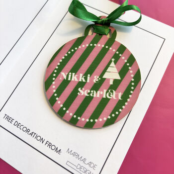 Personalised Pink And Green Bauble, 5 of 5