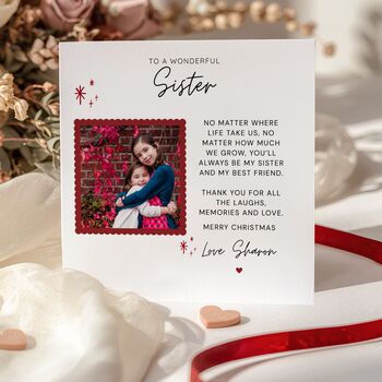 Sister Red Photo Poem Christmas Card, 2 of 6