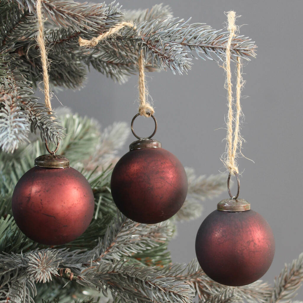 Red Aged Baubles Set Of Six By Marquis & Dawe