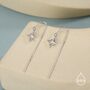 Sterling Silver Cz Starburst U Shape Threader Earrings, thumbnail 2 of 11