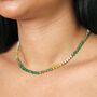 Green Ombre Beaded Necklace In Gold, thumbnail 3 of 4