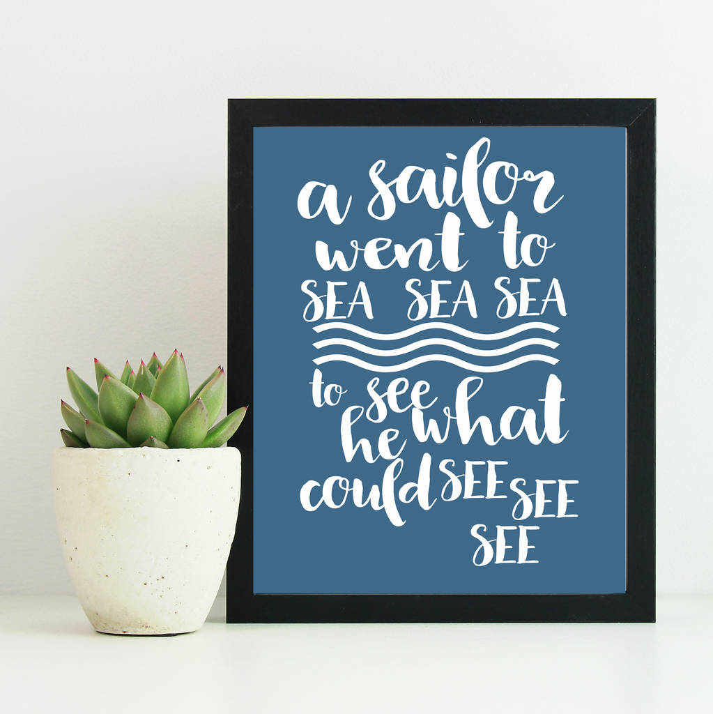 'a sailor went to sea' print by giddy kipper | notonthehighstreet.com