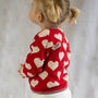 Hearts Knitted Cardigan In Red, thumbnail 7 of 9