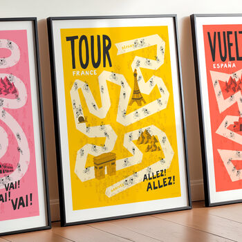 Set Of Cycling Grand Tours Posters Tour, Giro, Vuelta, 2 of 10