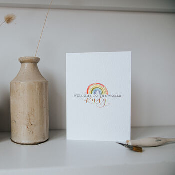 Welcome To The World Personalised Rainbow Greeting Card, 9 of 9