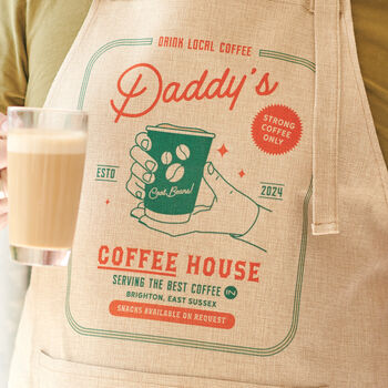 Personalised Barista Coffee Burlap Apron, 2 of 5