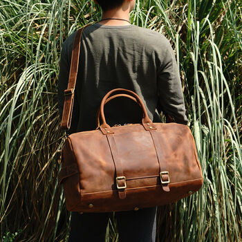 Genuine Leather Holdall With Straps Detail, 12 of 12