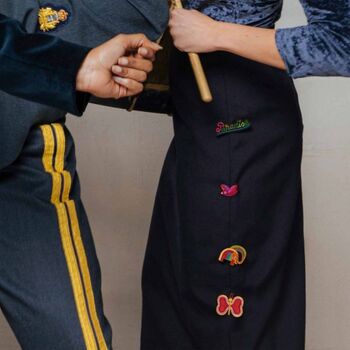 Hand Embroidered Cannetille Brooch Pin 'Peep Peep', 4 of 4